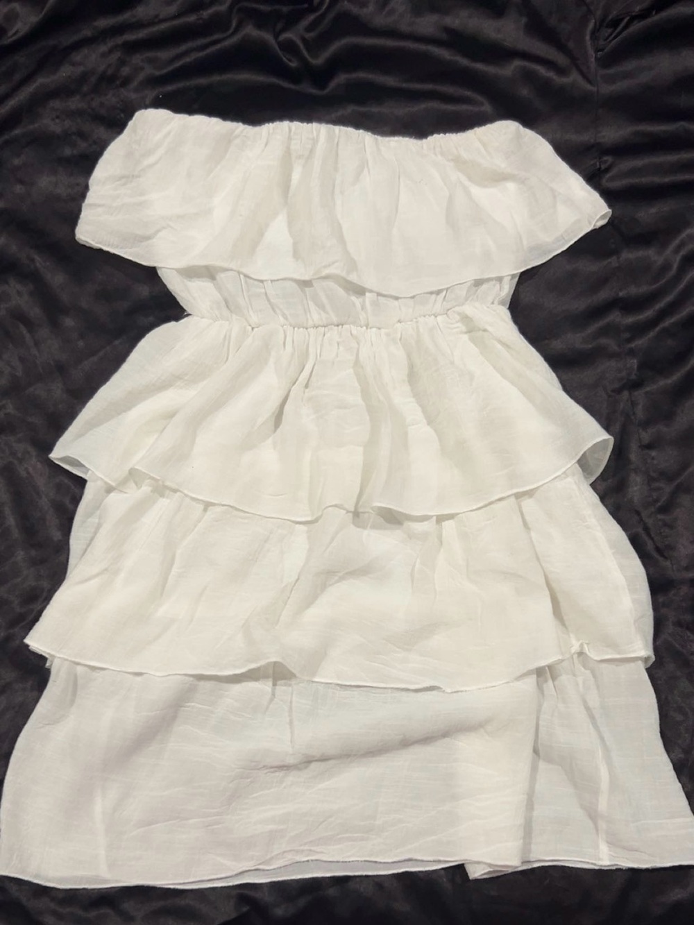 Body Central White Strapless Tiered Ruffled Dress